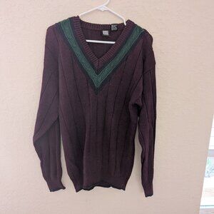 Vintage Jed Wear Men's Chevron Pattern Chunky Knit Holiday Winter Sweater Cotton